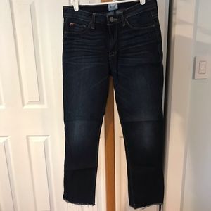 Hudson Straight Leg Jeans with Fringe Bottom